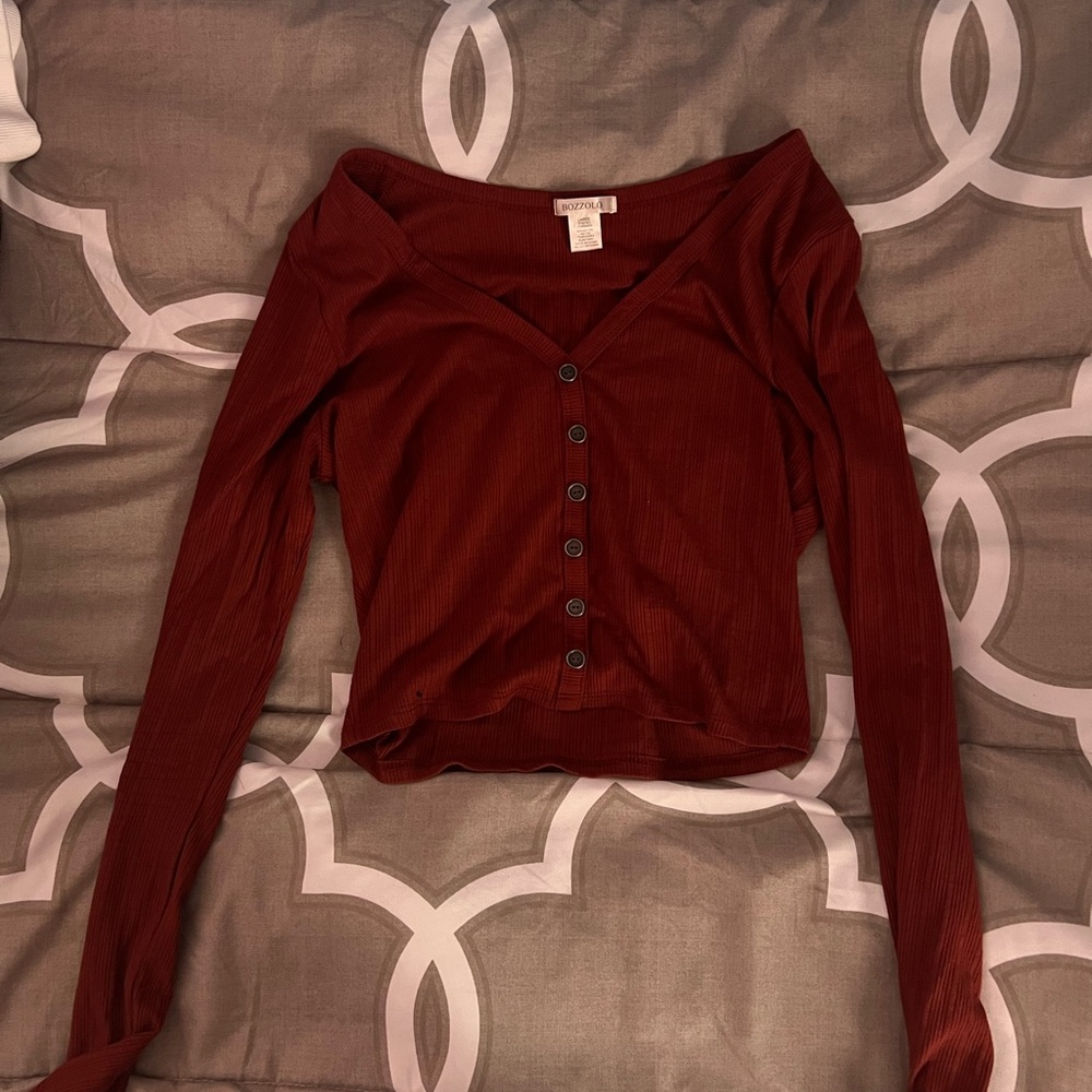 red ribbed crop top